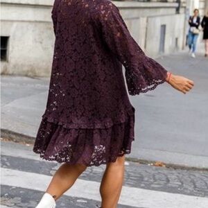 Elegant Lace Dress in Deep Burgundy
